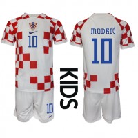 Fotbalové Dres Chorvatsko Luka Modric #10 Dětské Domácí MS 2022 Krátký Rukáv (+ trenýrky)